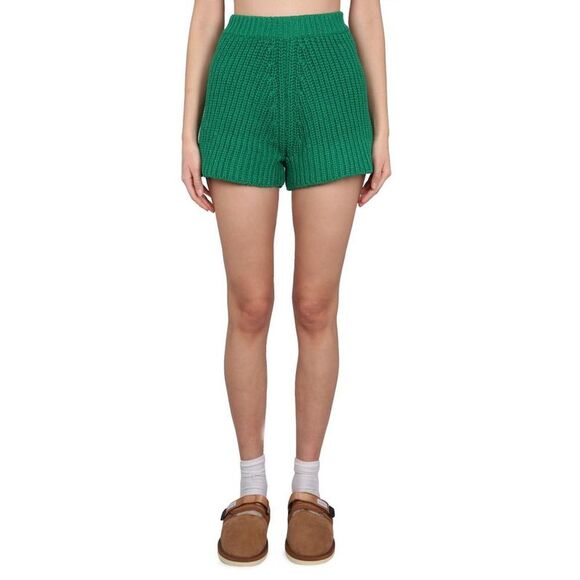 ALANUI Ribbed Knit High-Waisted Shorts Women GREEN Pants